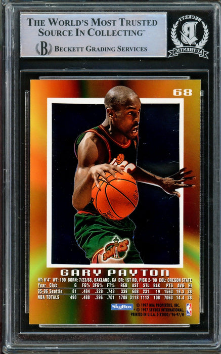 Gary Payton Autographed 1996-97 EX-2000 Card #68 Seattle Supersonics Beckett BAS #14863463 - RSA