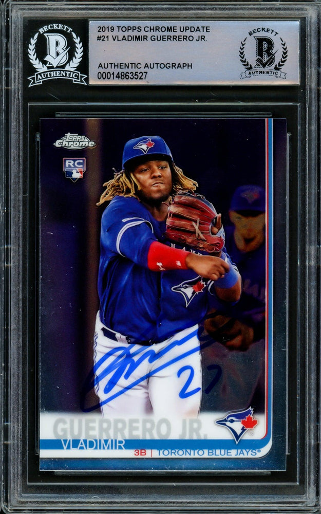 Vladimir Guerrero Jr. Autographed 2019 Topps Chrome Update Rookie Card #21 Toronto Blue Jays Beckett BAS #14863527 - RSA