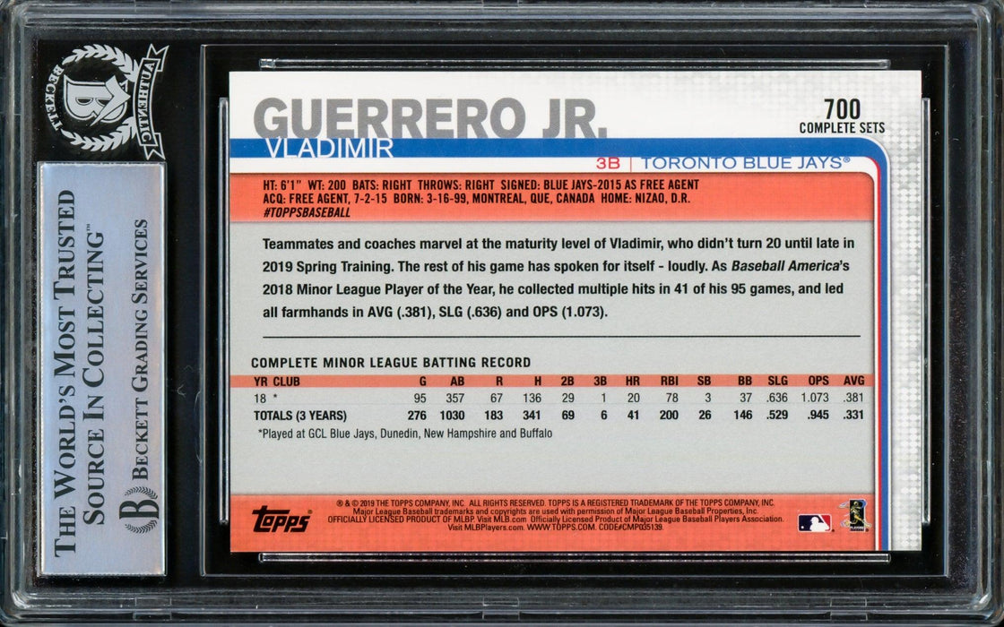 Vladimir Guerrero Jr. Autographed 2019 Topps Complete Set Variation Rookie Card #700D Toronto Blue Jays Beckett BAS #14863558 - RSA