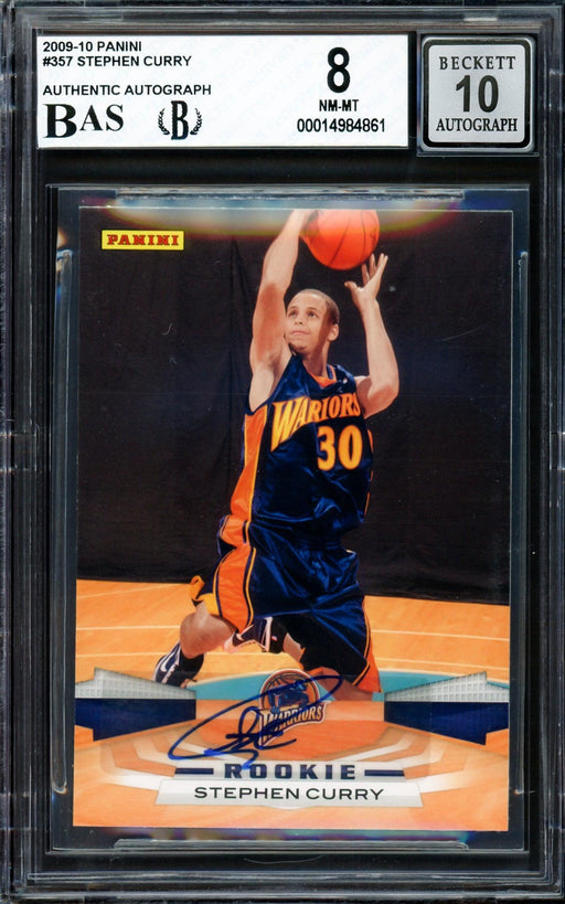 Stephen Curry Autographed 2009-10 Panini Rookie Card #357 Golden State Warriors BGS 8 Auto Grade Gem Mint 10 Beckett BAS #14984861 - RSA