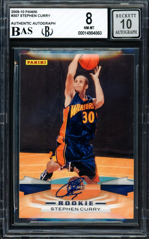 Stephen Curry Autographed 2009-10 Panini Rookie Card #357 Golden State Warriors BGS 8 Auto Grade Gem Mint 10 Beckett BAS #14984860 - RSA
