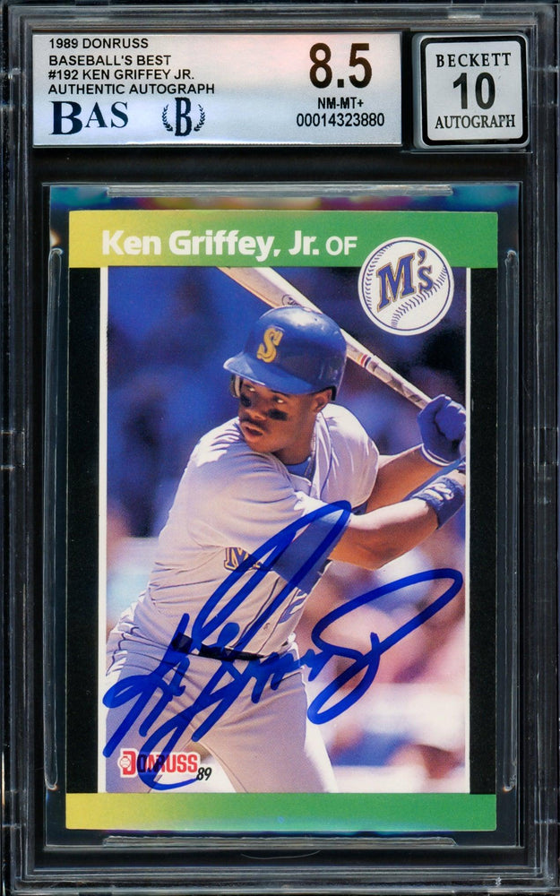Ken Griffey Jr. Autographed 1989 Donruss Baseball's Best Rookie Card #192 Seattle Mariners BGS 8.5 Auto Grade Gem Mint 10 Beckett BAS #14323880 - RSA