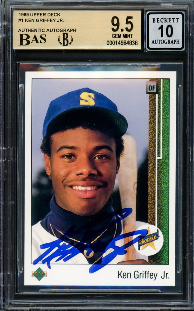 Ken Griffey Jr. Autographed 1989 Upper Deck Rookie Card #1 Seattle Mariners BGS 9.5 Auto Grade Gem Mint 10 Beckett BAS #14984838 - RSA