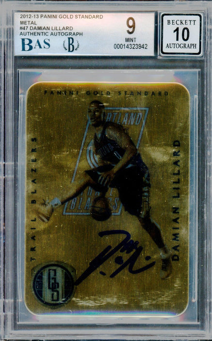 Damian Lillard Autographed 2012-13 Panini Gold Standard Metal Rookie Card #47 Portland Trail Blazers BGS 9 Auto Grade Gem Mint 10 Beckett BAS #14323942 - RSA