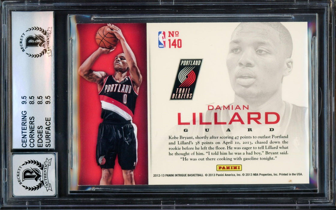 Damian Lillard Autographed 2012-13 Panini Intrigue Intriguing Players Gold Rookie Card #140 Portland Trail Blazers BGS 8.5 Auto Grade Gem Mint 10 #7/10 Beckett BAS #14323943 - RSA