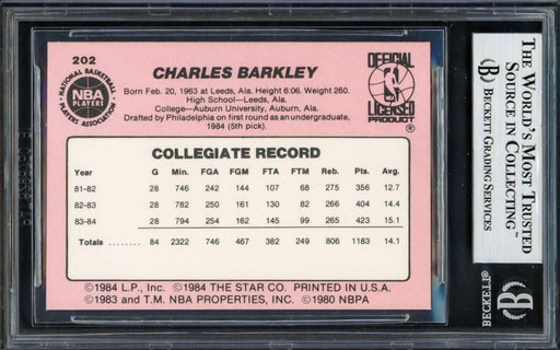 Charles Barkley Autographed 1984-85 Star Rookie Card #202 Philadelphia 76ers Vintage Signature Beckett BAS #14228688 - RSA