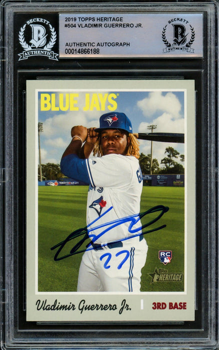 Vladimir Guerrero Jr. Autographed 2019 Topps Heritage Rookie Card