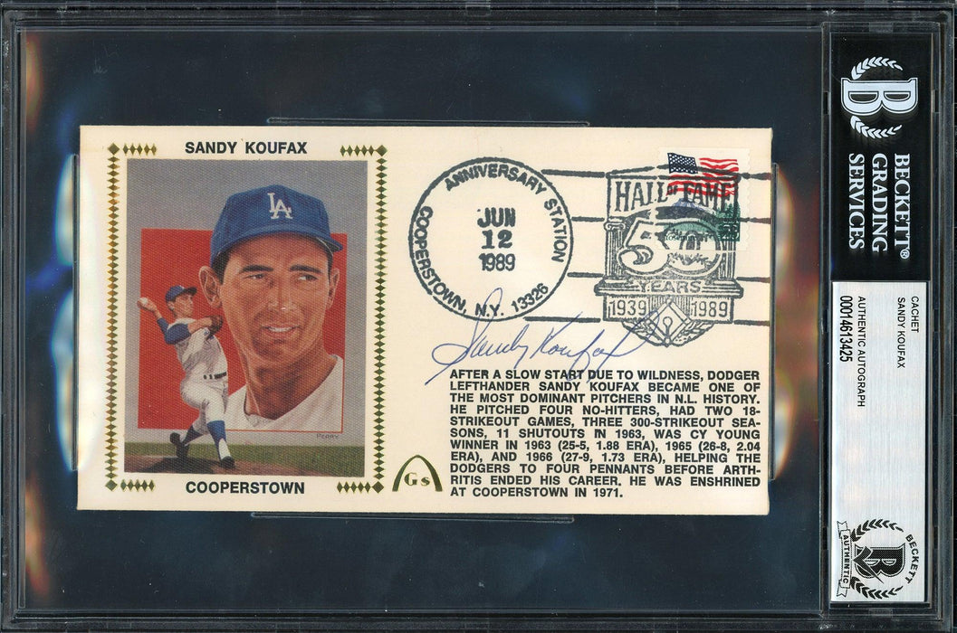 Sandy Koufax Autographed First Day Cover Los Angeles Dodgers Beckett BAS #14613425 - RSA