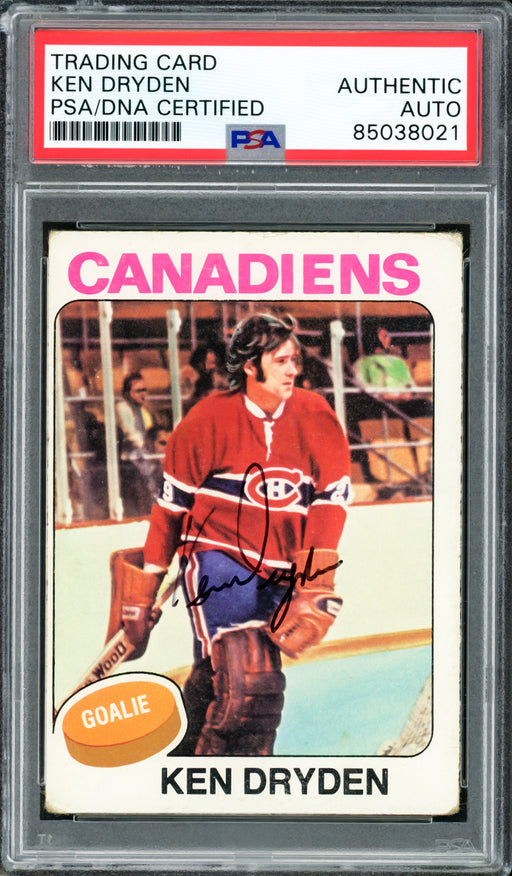 Ken Dryden Autographed 1975 Topps Card #35 Montreal Canadiens PSA/DNA #85038021