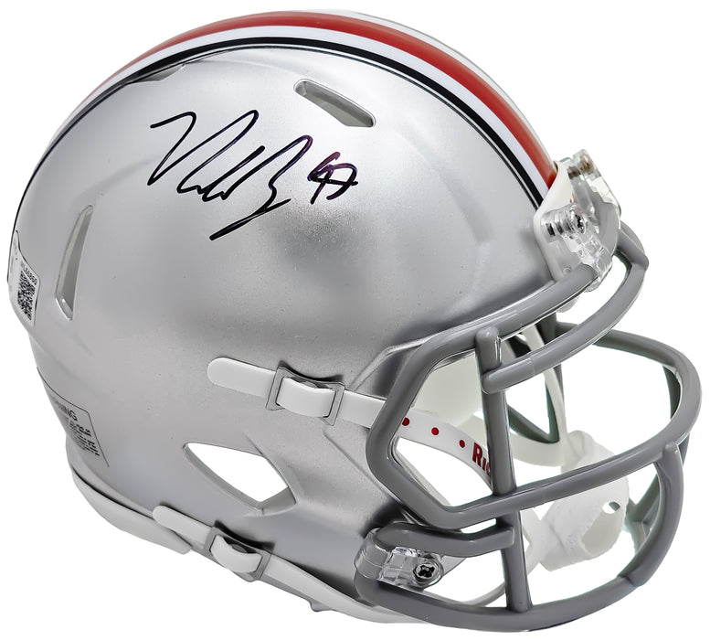 Nick Bosa Autographed Ohio State Buckeyes Silver Speed Mini Helmet Bec — RSA