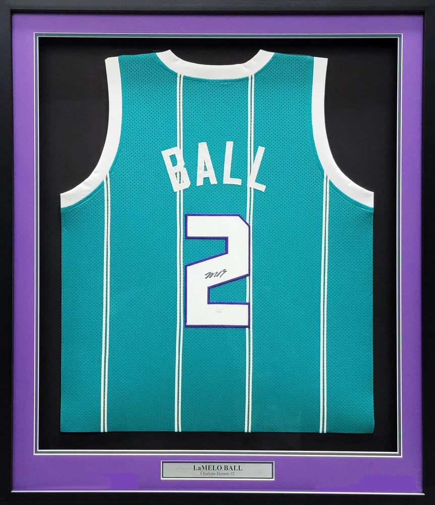 Charlotte Hornets LaMelo Ball Autographed Framed Teal Jersey JSA Stock #209444 - RSA