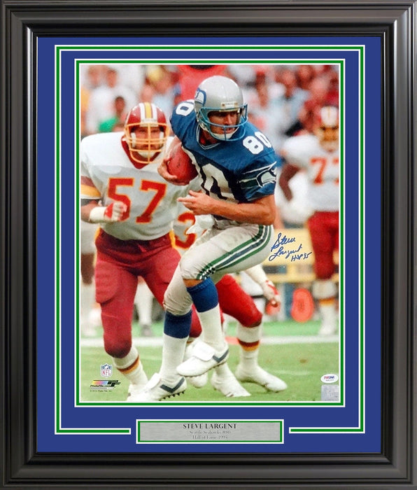 Steve Largent Autographed Framed 16x20 Photo Seattle Seahawks "HOF 95" PSA/DNA Stock #209368 - RSA