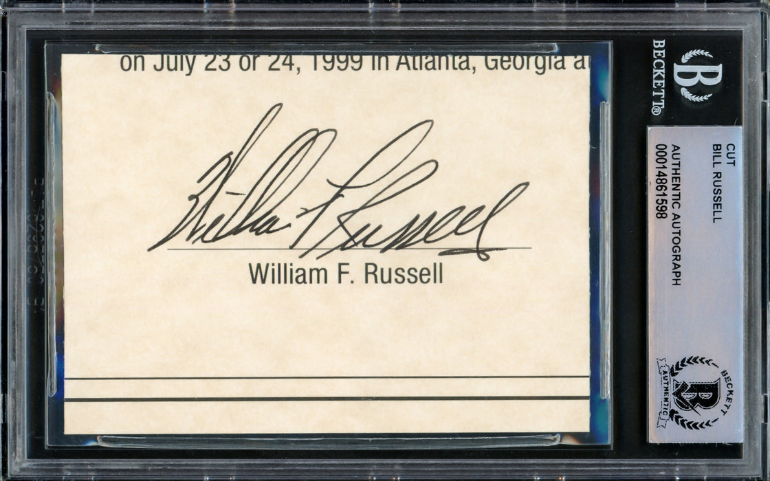 Bill Russell Autographed 2.5x3.5 Cut Signature Boston Celtics Full Name Beckett BAS #14861598