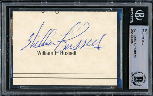 Bill Russell Autographed 2.5x3.5 Cut Signature Boston Celtics Full Name Beckett BAS #14861600