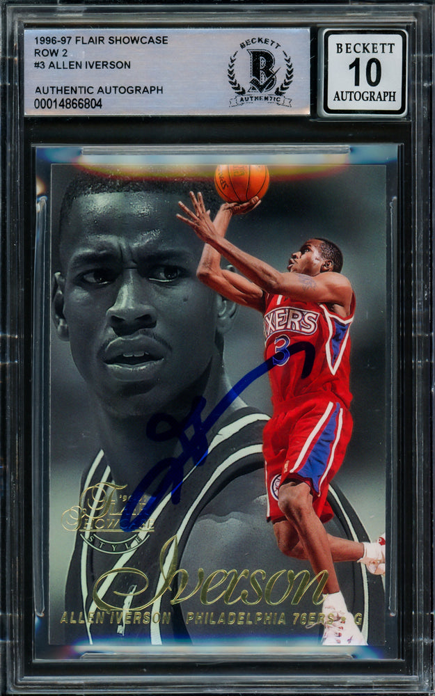 Allen Iverson Autographed 1996-97 Flair Showcase Rookie Card #Row