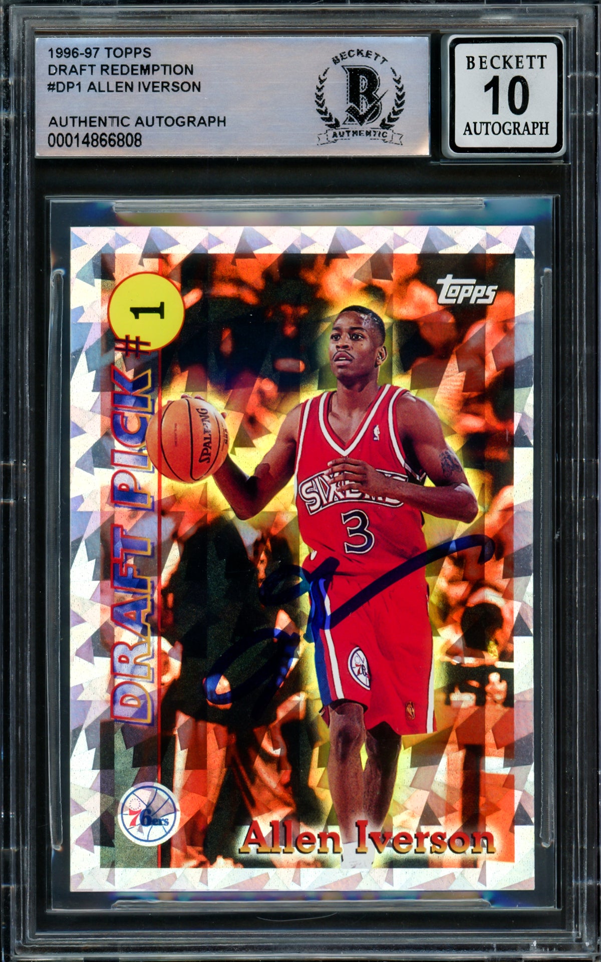 Allen Iverson Autographed 1996-97 Topps Draft Pick Rookie Card