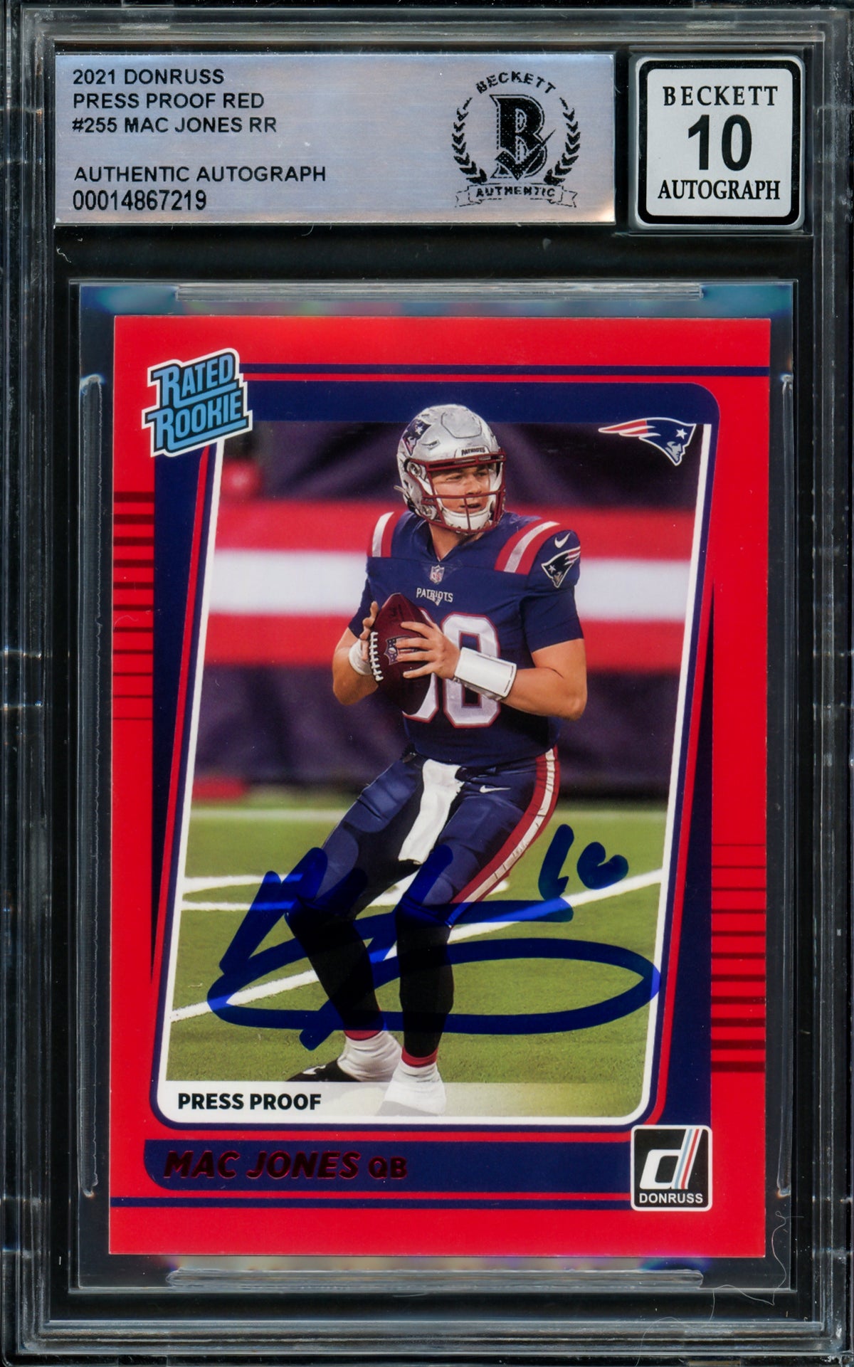 Mac Jones Autographed 2021 Donruss Rated Rookie Red Press Proof Rookie ...