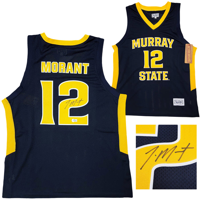 Murray State Racers Ja Morant Autographed Blue Retro Brand Jersey Size XL Beckett BAS QR Stock #210857