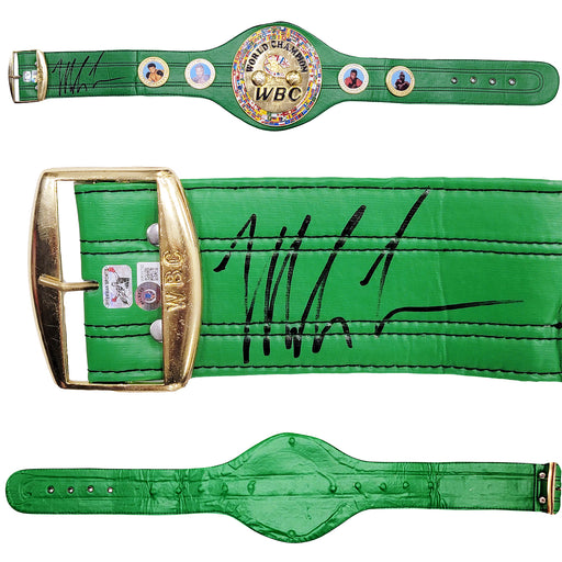 Mike Tyson Autographed Green WBC World Championship Belt Beckett BAS Witness Stock #210832