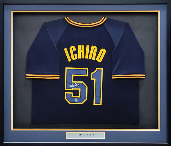 Orix Blue Wave Ichiro Suzuki Autographed Framed Navy Jersey IS
