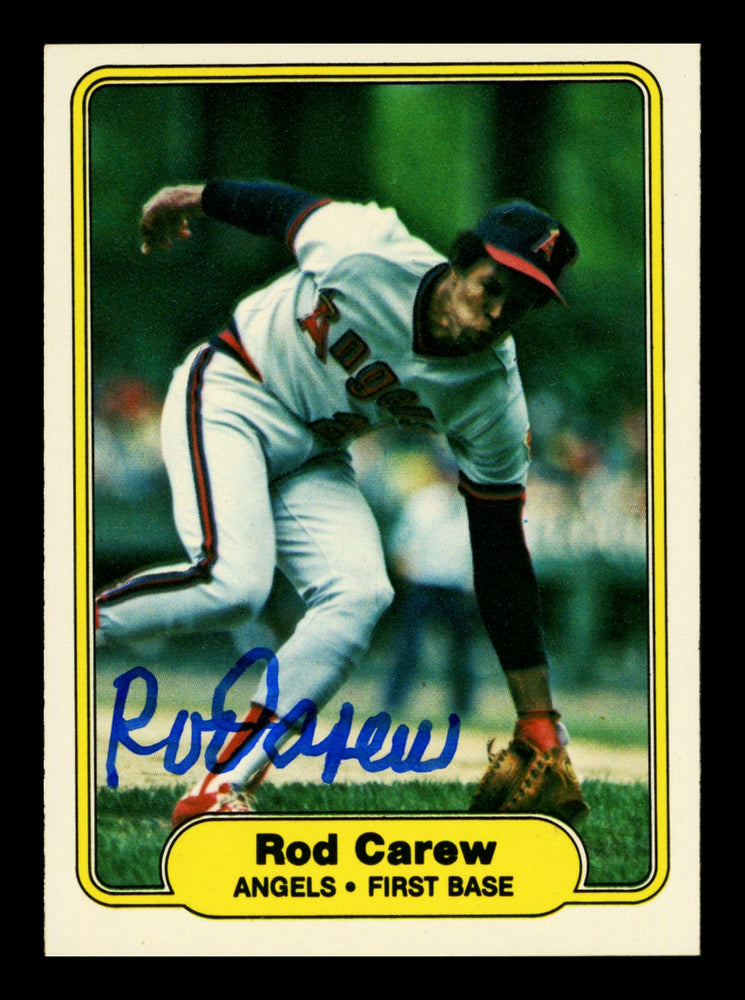 Rod Carew Autographed 1982 Fleer Card #455 California Angels Stock #211299