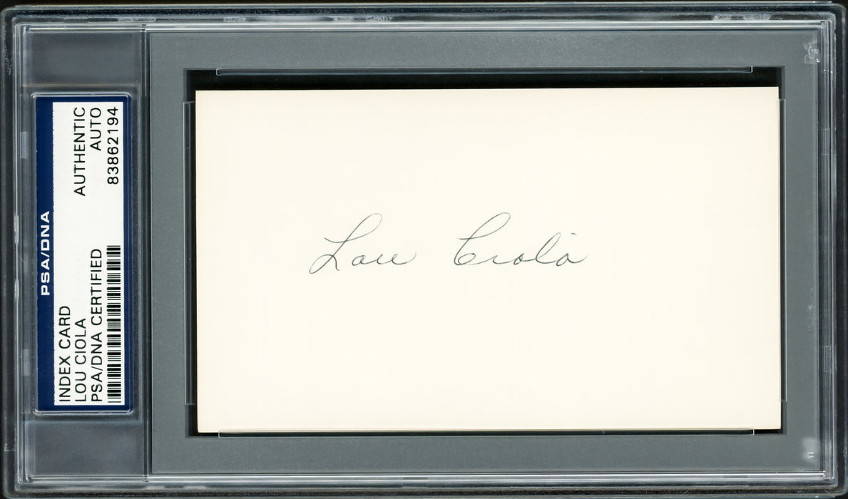 Lou Ciola Autographed 3x5 Index Card Philadelphia A's PSA/DNA Stock #211331