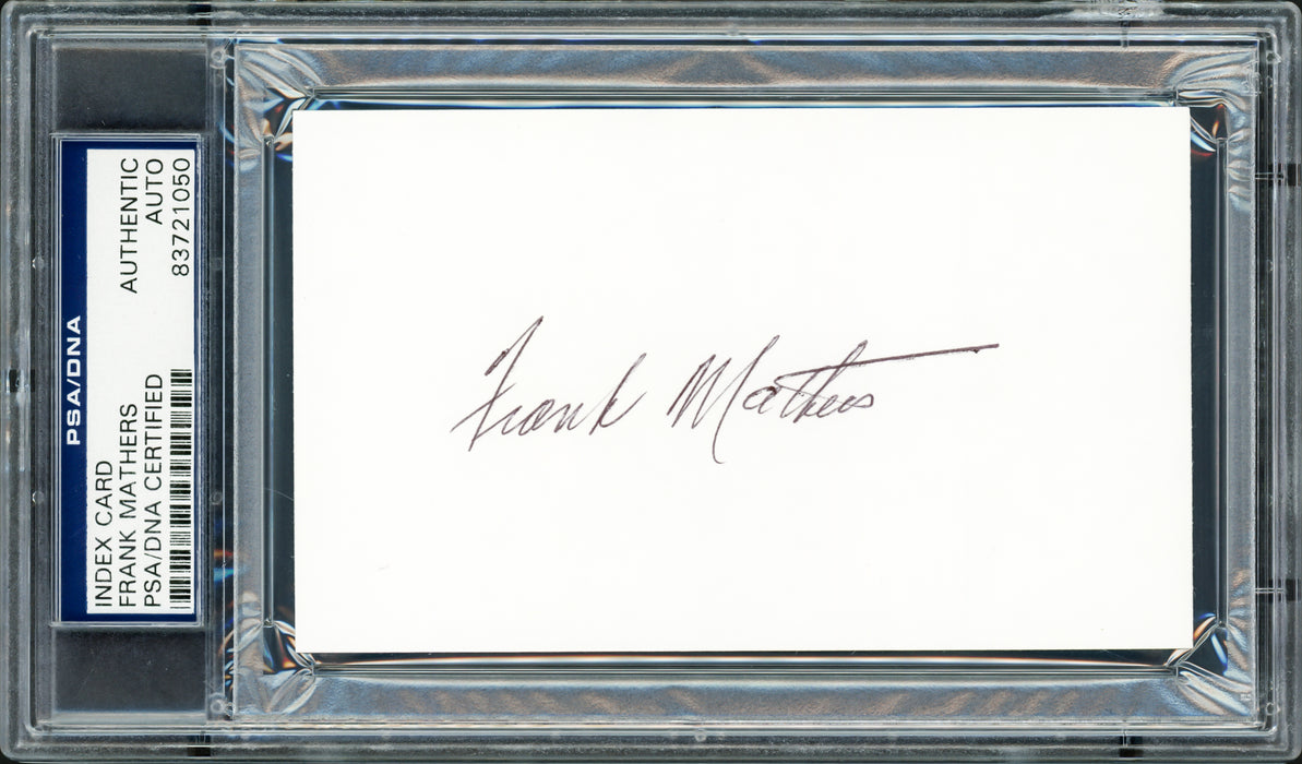 Frank Mathers Autographed 3x5 Index Card Toronto Maple Leafs PSA/DNA Stock #211338