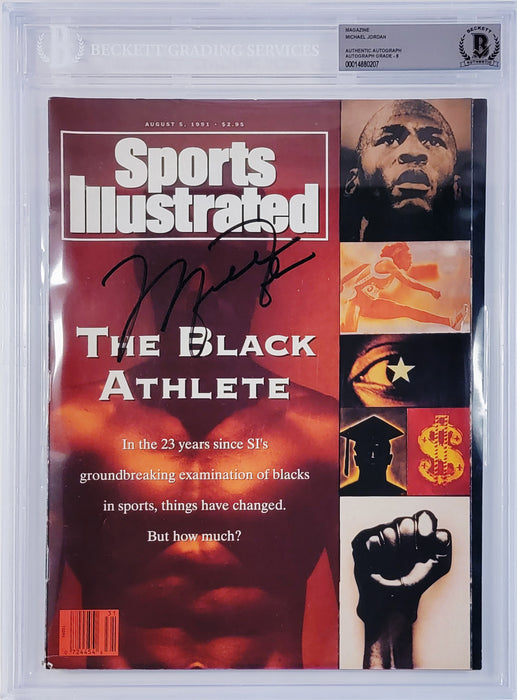 Michael Jordan Autographed Sports Illustrated Magazine 1991 Issue Chicago Bulls Auto Grade Near Mint/Mint 8 Beckett BAS #14880207