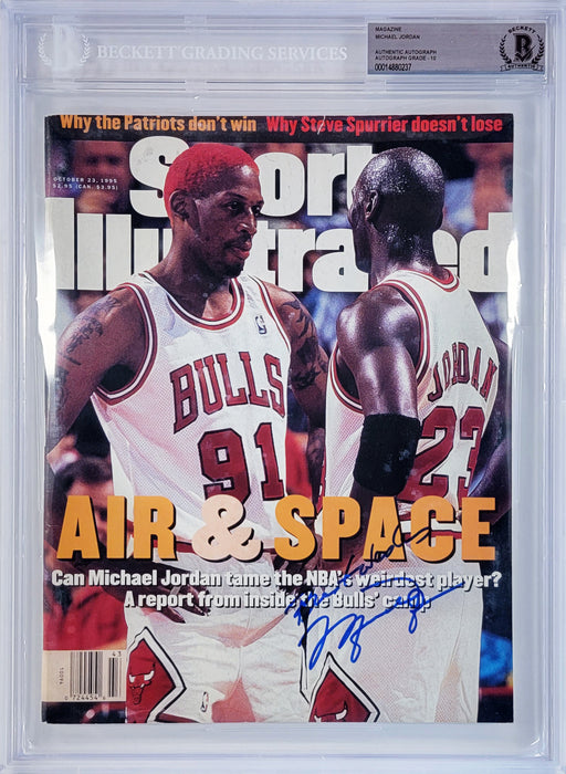 Michael Jordan Autographed Sports Illustrated Magazine 1995 Issue Chicago Bulls Auto Grade Gem Mint 10 "Best Wishes" Beckett BAS #14880237