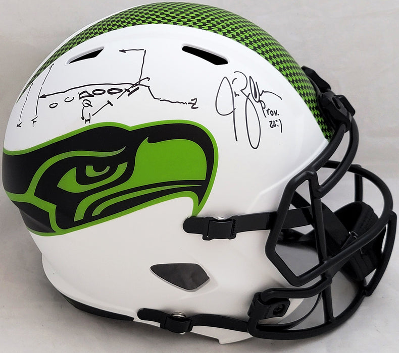 Jim Zorn Autographed Seattle Seahawks Lunar Eclipse White Full Size Speed Replica Helmet Play Call MCS Holo #80097