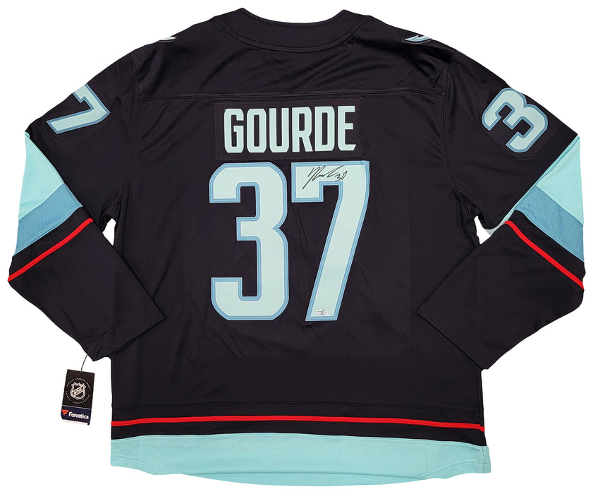 Seattle Kraken Yanni Gourde Autographed Blue Fanatics Jersey Size XL Fanatics Holo Stock #211614