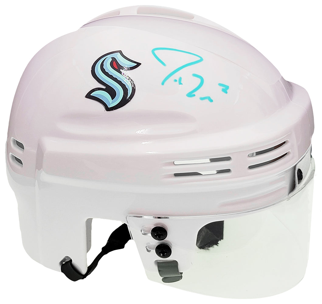 Jordan Eberle Autographed Seattle Kraken White Mini Helmet Fanatics Holo Stock #211617