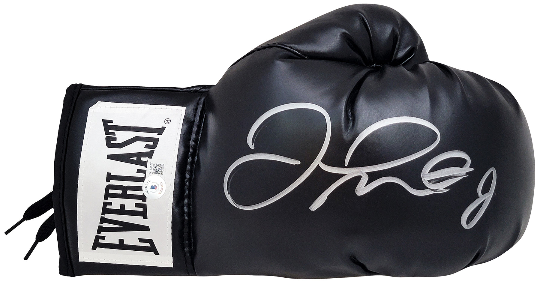 Floyd Mayweather Jr. Autographed Black Everlast Boxing Glove Right Hand In Silver Beckett BAS Witness Stock #210997