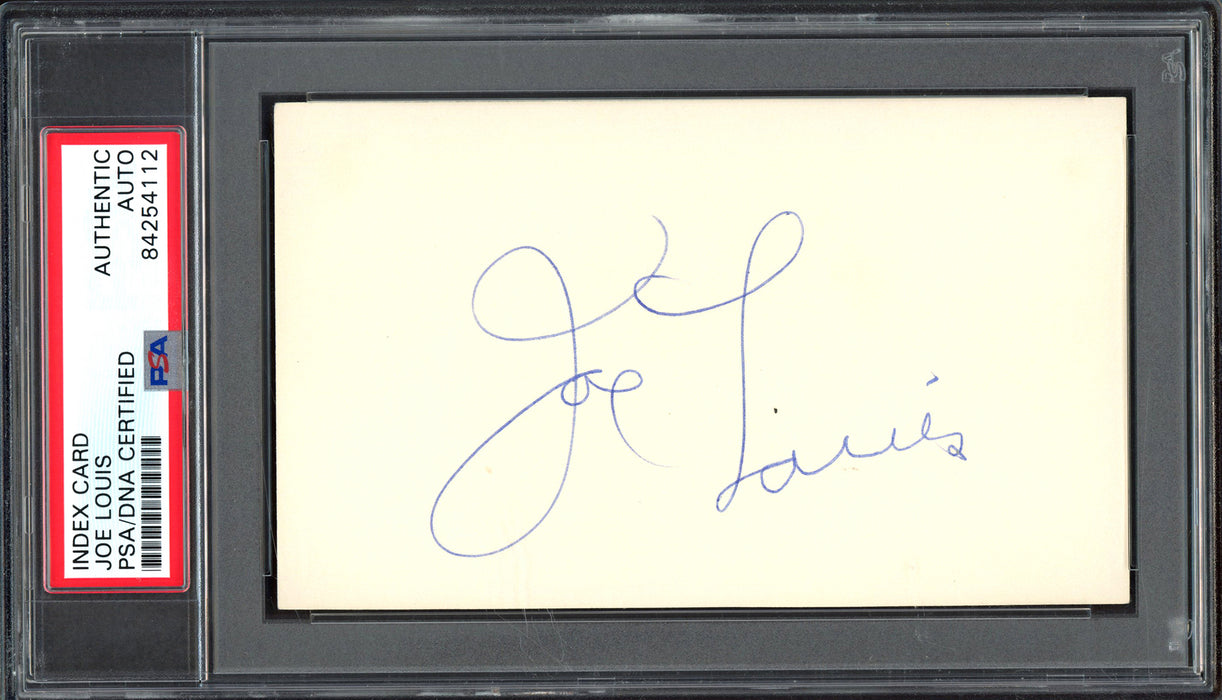Joe Louis Autographed 3x5 Index Card Heavyweight Champion PSA/DNA #84254112
