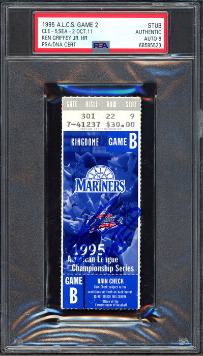 Ken Griffey Jr. Autographed 1995 ACS Game 2 Ticket Stub Seattle Mariners Auto Grade Mint 9 "1995" Hit Home Run PSA/DNA #68585523