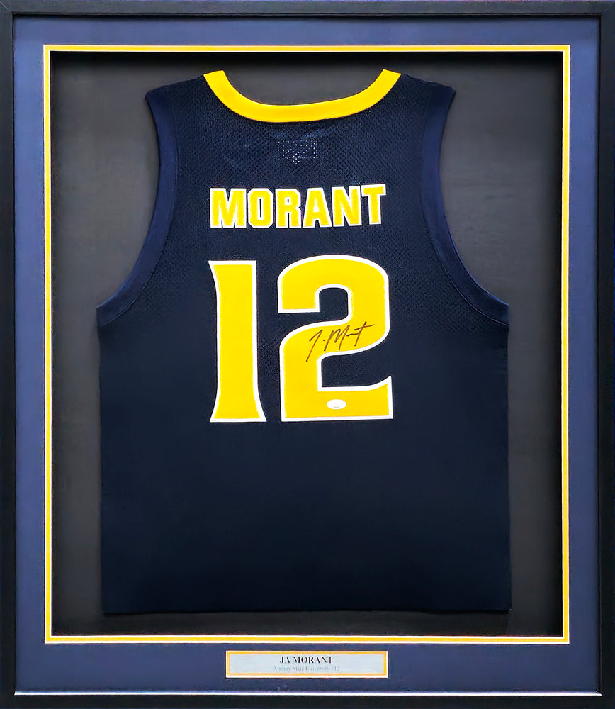 Murray State Racers Ja Morant Autographed Framed Blue Retro Brand Jersey JSA Stock #212662