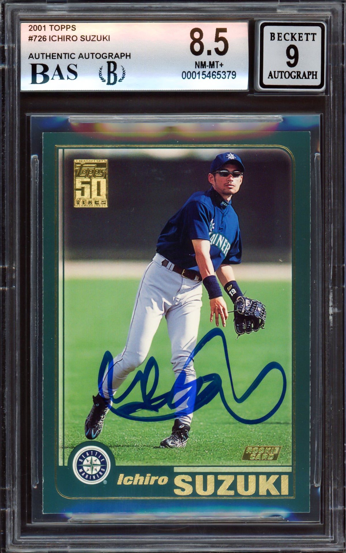 Ichiro Suzuki Autographed 2001 Topps Rookie Card #726 Seattle