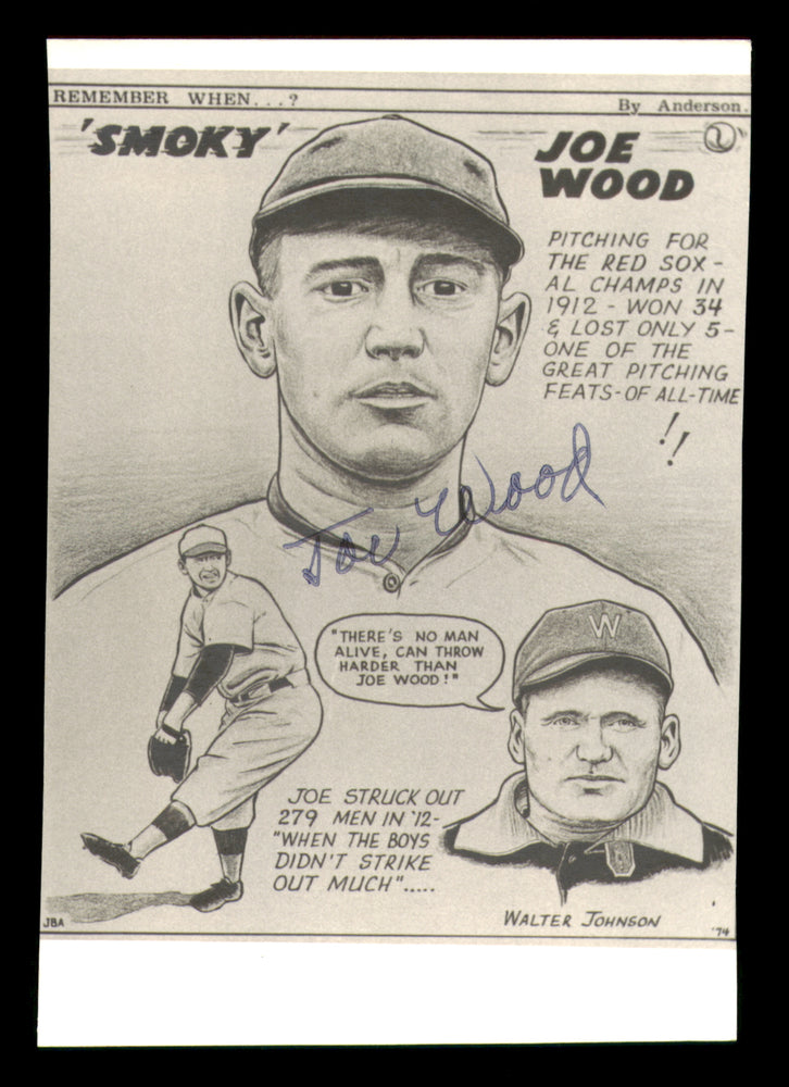 Smoky Joe Wood Autographed 3.5x5 Magazine Page Photo Boston Red Sox SKU #213672