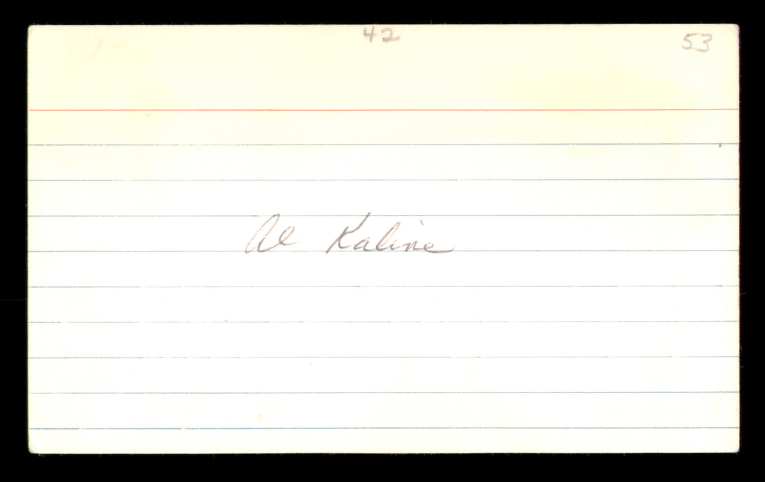 Al Kaline Autographed 3x5 Index Card Detroit Tigers (Back Damage) SKU #213719