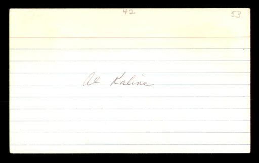 Al Kaline Autographed 3x5 Index Card Detroit Tigers (Back Damage) SKU #213719