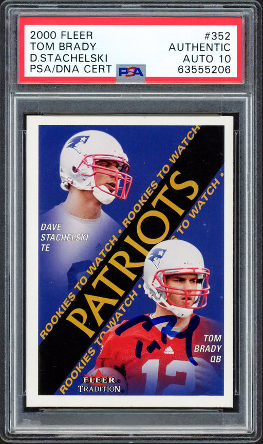 Tom Brady Autographed 2000 Fleer Rookie Card #352 New England Patriots Auto Grade Gem Mint 10 PSA/DNA #63555206