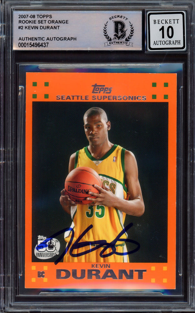 Kevin Durant Autographed 2007 Topps Orange Rookie Card #2 Seattle