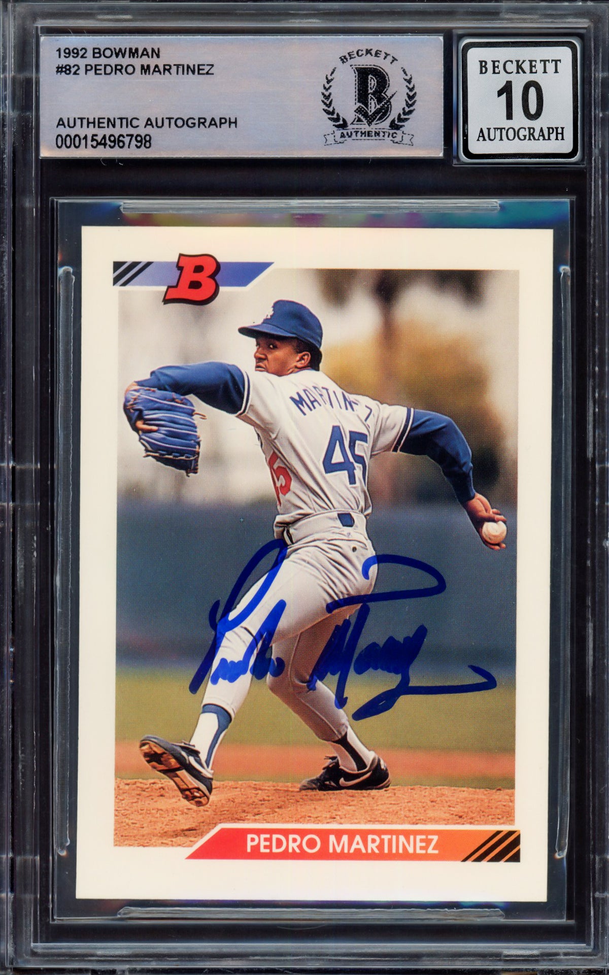 Pedro Martinez Autographed 1992 Bowman Rookie Card #82 Los Angeles 