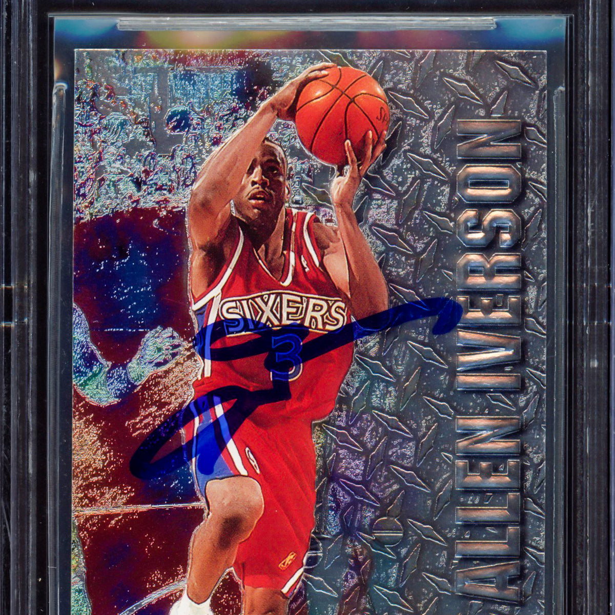 Allen Iverson Autographed 1996-97 Fleer Metal Rookie Card #201