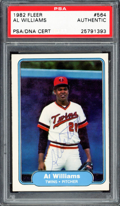 Al Williams Autographed 1982 Fleer Card #564 Minnesota Twins PSA/DNA #25791393