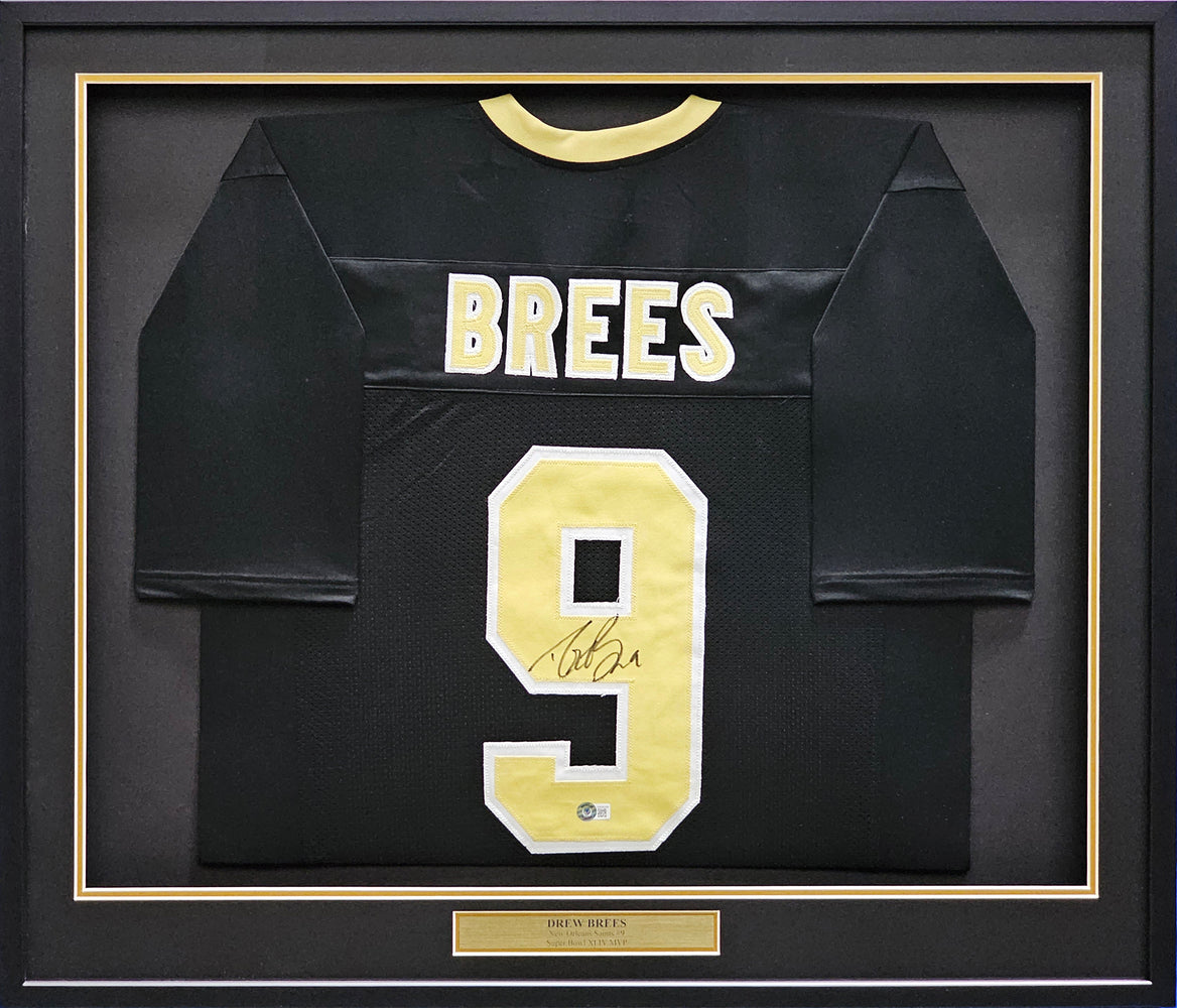 New Orleans Saints Drew Brees Autographed Framed Black Jersey