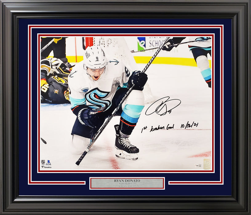 Ryan Donato Autographed Framed 16x20 Photo Seattle Kraken "1st Kraken Goal 10/12/21" Fanatics Holo Stock #214083