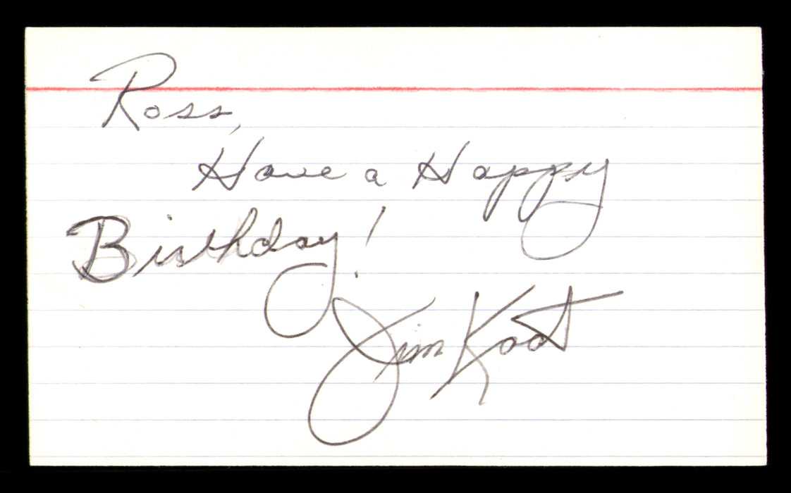 Jim Kaat Autographed 3x5 Index Card Minnesota Twins, St. Louis Cardinals "Ross, Happy Birthday" SKU #215549