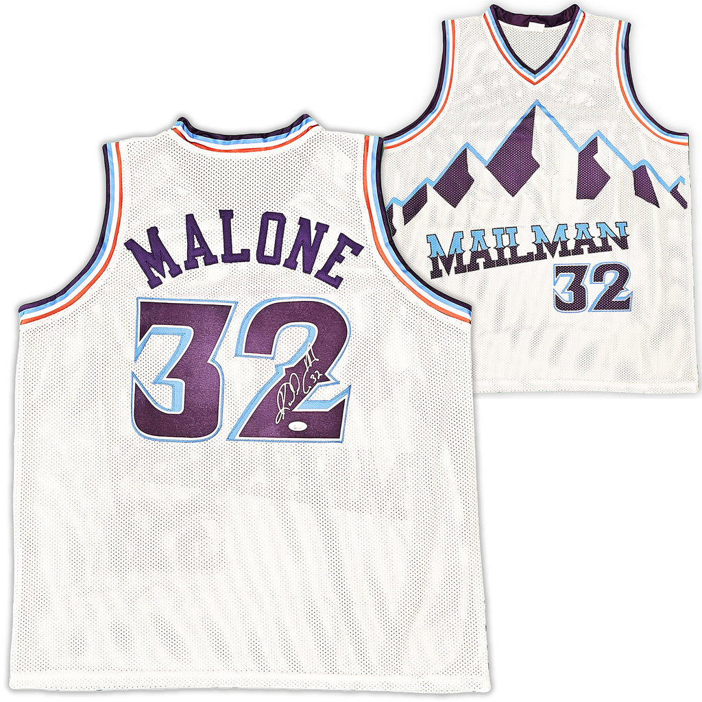 Utah Jazz Karl Malone Autographed White Jersey JSA Stock #215763 — RSA