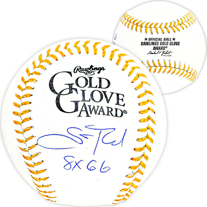 Scott Rolen Autographed Official Gold Glove Logo MLB Baseball St. Louis Cardinals "8X GG" Beckett BAS Witness Stock #215685